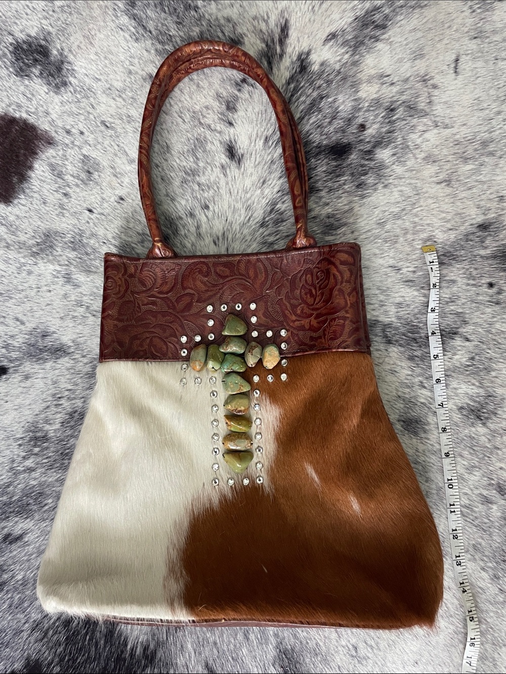 Leather and cowhide purse
